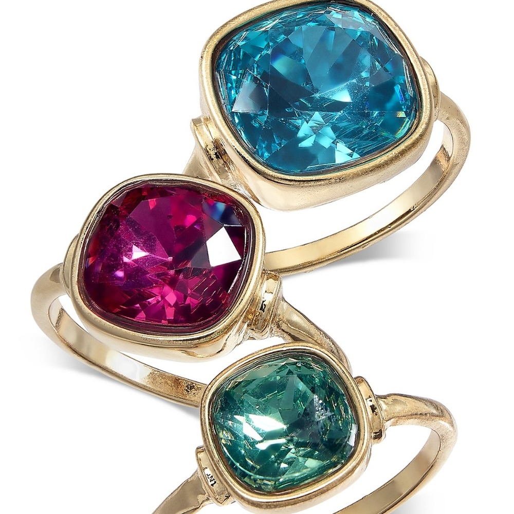 I.N.C. Gold-Tone 3-Pc. Set Stone Statement Rings